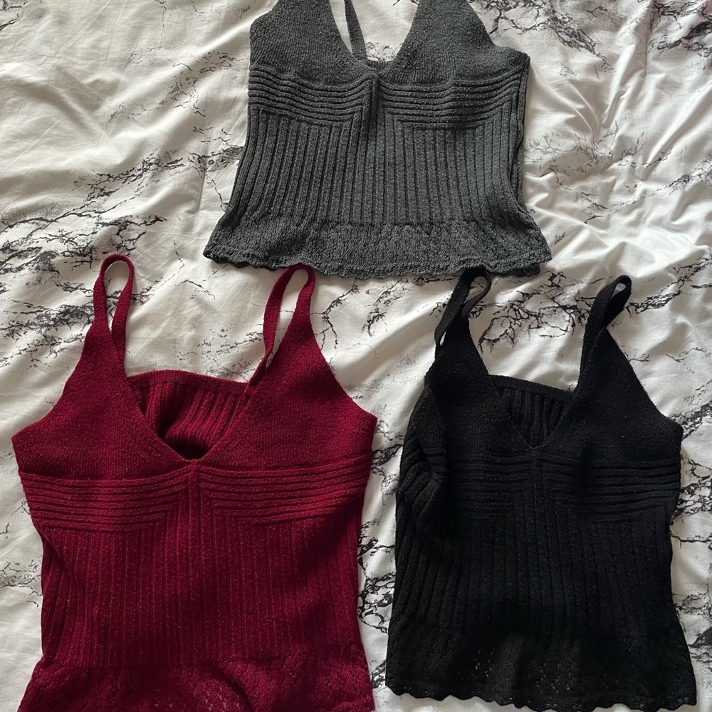 3 shirts; grey, black and red color